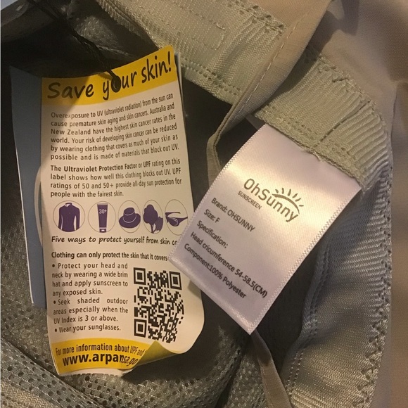 Oh Sunny gray fisherman bucket hat with arm covers & bag carrier NWT - Picture 5 of 9